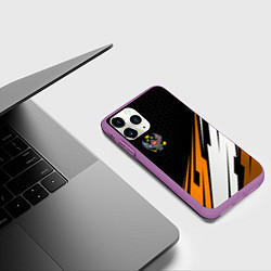 Чехол iPhone 11 Pro матовый Российская империя - оранжевый спорт, цвет: 3D-фиолетовый — фото 2
