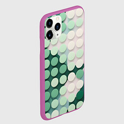 Чехол iPhone 11 Pro матовый Зеленые объемные круги, цвет: 3D-фиолетовый — фото 2