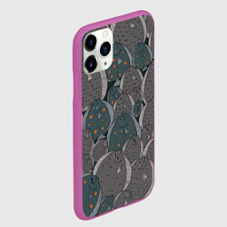 Чехол iPhone 11 Pro матовый Камбала паттерн, цвет: 3D-фиолетовый — фото 2