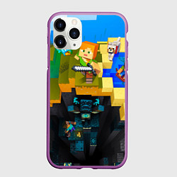 Чехол iPhone 11 Pro матовый Майнкрафт - раскопки, цвет: 3D-фиолетовый