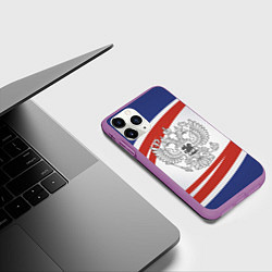Чехол iPhone 11 Pro матовый Герб России, цвет: 3D-фиолетовый — фото 2