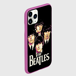 Чехол iPhone 11 Pro матовый The Beatles faces, цвет: 3D-фиолетовый — фото 2