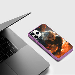 Чехол iPhone 11 Pro матовый Цири и дракон в огне, цвет: 3D-фиолетовый — фото 2