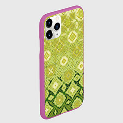 Чехол iPhone 11 Pro матовый Зеленый узорчатый градиент, цвет: 3D-фиолетовый — фото 2