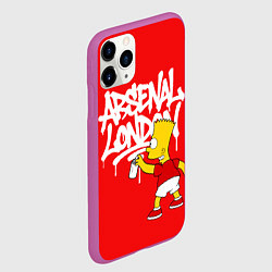 Чехол iPhone 11 Pro матовый Граффити Арсенал и Барт Симпсон, цвет: 3D-фиолетовый — фото 2