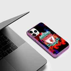 Чехол iPhone 11 Pro матовый Liverpool огненный стиль текстура, цвет: 3D-фиолетовый — фото 2