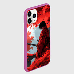 Чехол iPhone 11 Pro матовый Самурай и красные деревья, цвет: 3D-фиолетовый — фото 2