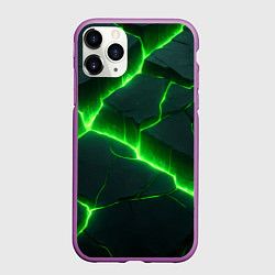Чехол iPhone 11 Pro матовый Кислотный зеленый свет из плит, цвет: 3D-фиолетовый