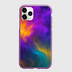 Чехол iPhone 11 Pro матовый Смешение разноцветных красок, цвет: 3D-фиолетовый