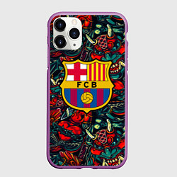 Чехол iPhone 11 Pro матовый Barcelona japan tatoo, цвет: 3D-фиолетовый