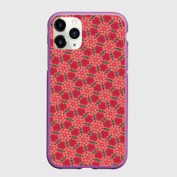 Чехол iPhone 11 Pro матовый Красная цветочная текстура, цвет: 3D-фиолетовый