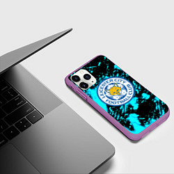 Чехол iPhone 11 Pro матовый Лестер сити голубые краски, цвет: 3D-фиолетовый — фото 2
