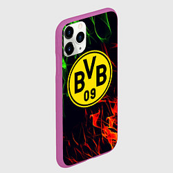 Чехол iPhone 11 Pro матовый Borussia flame toxic, цвет: 3D-фиолетовый — фото 2