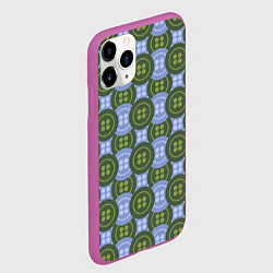 Чехол iPhone 11 Pro матовый Зеленые и синие пуговицы, цвет: 3D-фиолетовый — фото 2