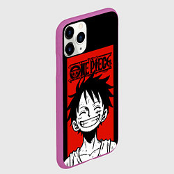 Чехол iPhone 11 Pro матовый Ван Пис, Луффи на красном, цвет: 3D-фиолетовый — фото 2