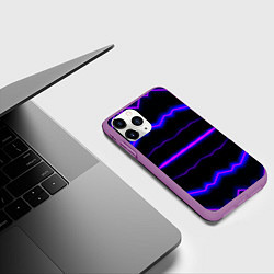 Чехол iPhone 11 Pro матовый Color multicoloured neon stripes, цвет: 3D-фиолетовый — фото 2