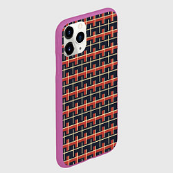 Чехол iPhone 11 Pro матовый Паттерн с желтыми и красными полосками на темном, цвет: 3D-фиолетовый — фото 2