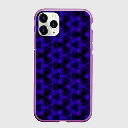 Чехол iPhone 11 Pro матовый Мерцающие треугольники индиго, цвет: 3D-фиолетовый