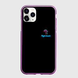 Чехол iPhone 11 Pro матовый Night beach, цвет: 3D-фиолетовый