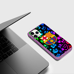 Чехол iPhone 11 Pro матовый Барселона x Маршмэллоу неоновый градиент, цвет: 3D-фиолетовый — фото 2