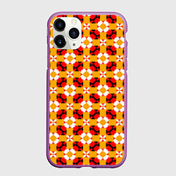 Чехол iPhone 11 Pro матовый Цветочная геометрия красно-желтая, цвет: 3D-фиолетовый