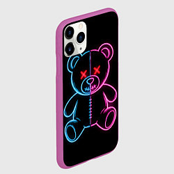 Чехол iPhone 11 Pro матовый Неоновый мишка, цвет: 3D-фиолетовый — фото 2