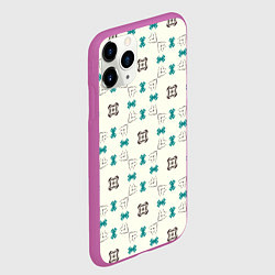 Чехол iPhone 11 Pro матовый Узорчатый паттерн в квадратных ячейках, цвет: 3D-фиолетовый — фото 2