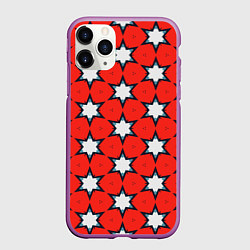 Чехол iPhone 11 Pro матовый Звезды на красном, цвет: 3D-фиолетовый