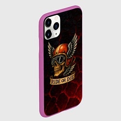 Чехол iPhone 11 Pro матовый Ride or die череп мотоциклиста, цвет: 3D-фиолетовый — фото 2