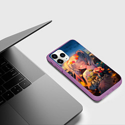 Чехол iPhone 11 Pro матовый Фрирен с цветами, цвет: 3D-фиолетовый — фото 2