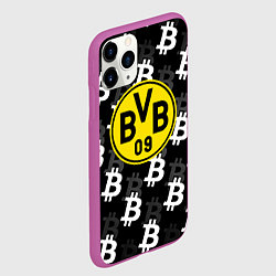 Чехол iPhone 11 Pro матовый Borussia биткоин паттерн, цвет: 3D-фиолетовый — фото 2
