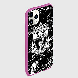 Чехол iPhone 11 Pro матовый Ливерпуль белые штриха красок, цвет: 3D-фиолетовый — фото 2