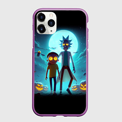 Чехол iPhone 11 Pro матовый Рик и Морти в ночь на хэллоуин, цвет: 3D-фиолетовый