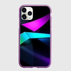 Чехол iPhone 11 Pro матовый Neon colored geometric, цвет: 3D-фиолетовый