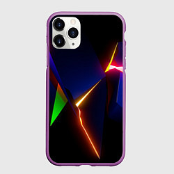 Чехол iPhone 11 Pro матовый Neon colored geometric, цвет: 3D-фиолетовый