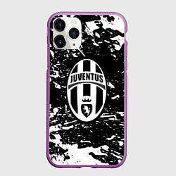 Чехол iPhone 11 Pro матовый Ювентус белые штрихи красок, цвет: 3D-фиолетовый