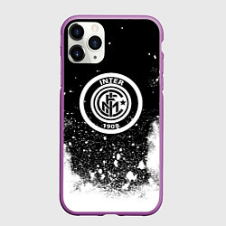 Чехол iPhone 11 Pro матовый Inter белый всплеск краско, цвет: 3D-фиолетовый