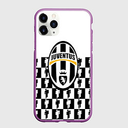 Чехол iPhone 11 Pro матовый Juventus болельщики паттерн, цвет: 3D-фиолетовый
