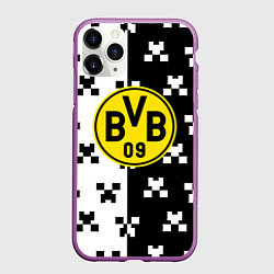 Чехол iPhone 11 Pro матовый Borussia pattern minecraft, цвет: 3D-фиолетовый