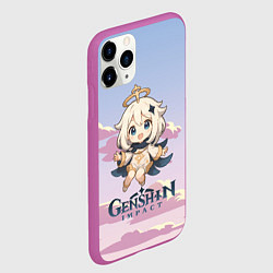 Чехол iPhone 11 Pro матовый Genshin Impact чиби Паймон, цвет: 3D-фиолетовый — фото 2