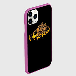 Чехол iPhone 11 Pro матовый Хэллоуин - Тыква в паутине, цвет: 3D-фиолетовый — фото 2