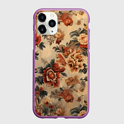 Чехол iPhone 11 Pro матовый Ковер цветочный текстура, цвет: 3D-фиолетовый