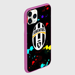 Чехол iPhone 11 Pro матовый Ювентус брызги красок неон, цвет: 3D-фиолетовый — фото 2