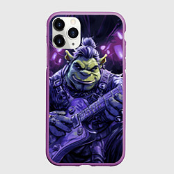 Чехол iPhone 11 Pro матовый Гитарист Шрек, цвет: 3D-фиолетовый