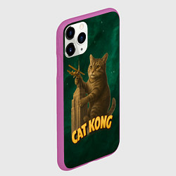 Чехол iPhone 11 Pro матовый Cat Cong пародия на Кинг Конг, цвет: 3D-фиолетовый — фото 2