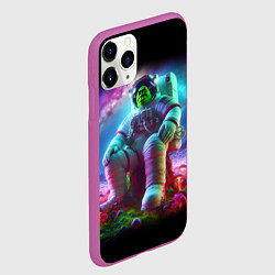 Чехол iPhone 11 Pro матовый Шрек космонавт на планете неоновых грибов, цвет: 3D-фиолетовый — фото 2