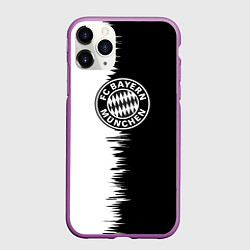 Чехол iPhone 11 Pro матовый Бавария Мюнхен черно белые штрихи, цвет: 3D-фиолетовый