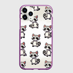 Чехол iPhone 11 Pro матовый Много енотов, цвет: 3D-фиолетовый