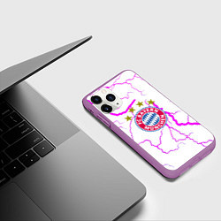 Чехол iPhone 11 Pro матовый Бавария Мюнхен неоновые молнии, цвет: 3D-фиолетовый — фото 2
