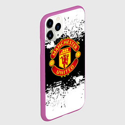 Чехол iPhone 11 Pro матовый Манчестер Юнайтед черно белые краски лого, цвет: 3D-фиолетовый — фото 2
